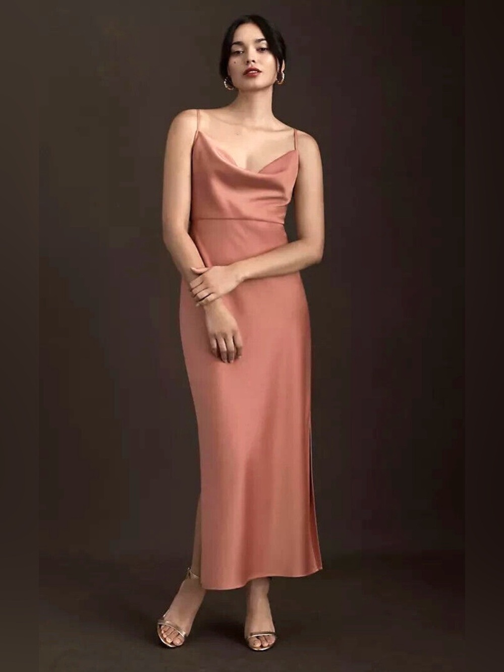 Anthropologie BHLDN Cali Satin Charmeuse Midi Dress Size 4